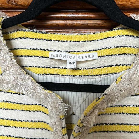 Veronica Beard Talie Striped Off White Tweed Blazer - Picture 8 of 11